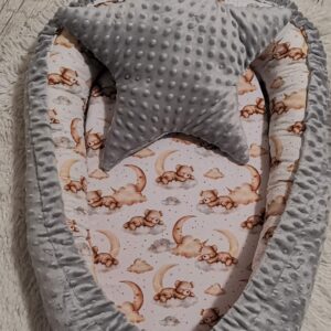 felhőmaci szürke minky babafészek
