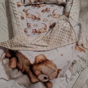 felhőmaci bézs minky 2db os babafészek szett